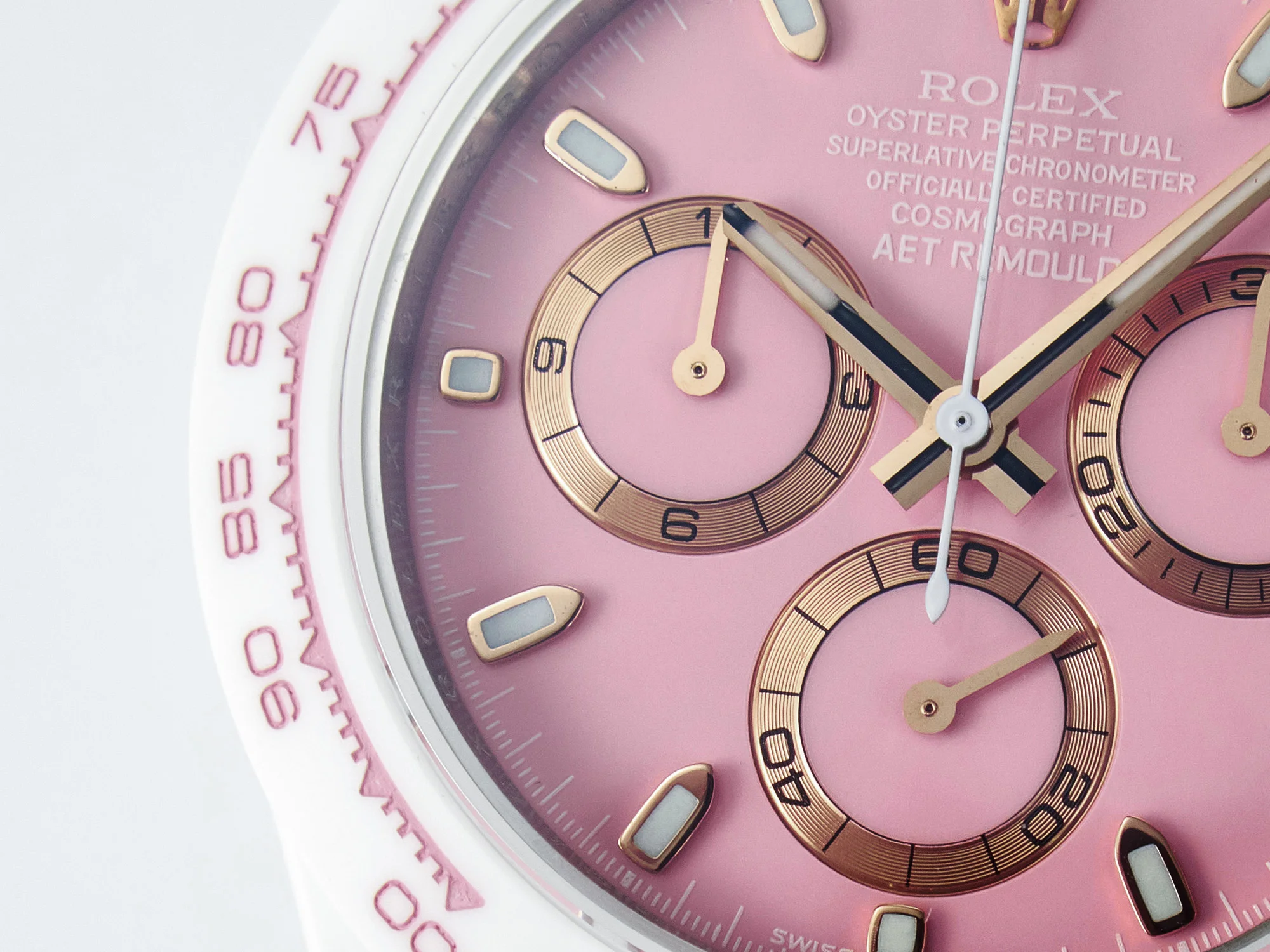 Daytona AET White Ceramic Case and Bracelet Pink Dial N6F Best Edition SA4130