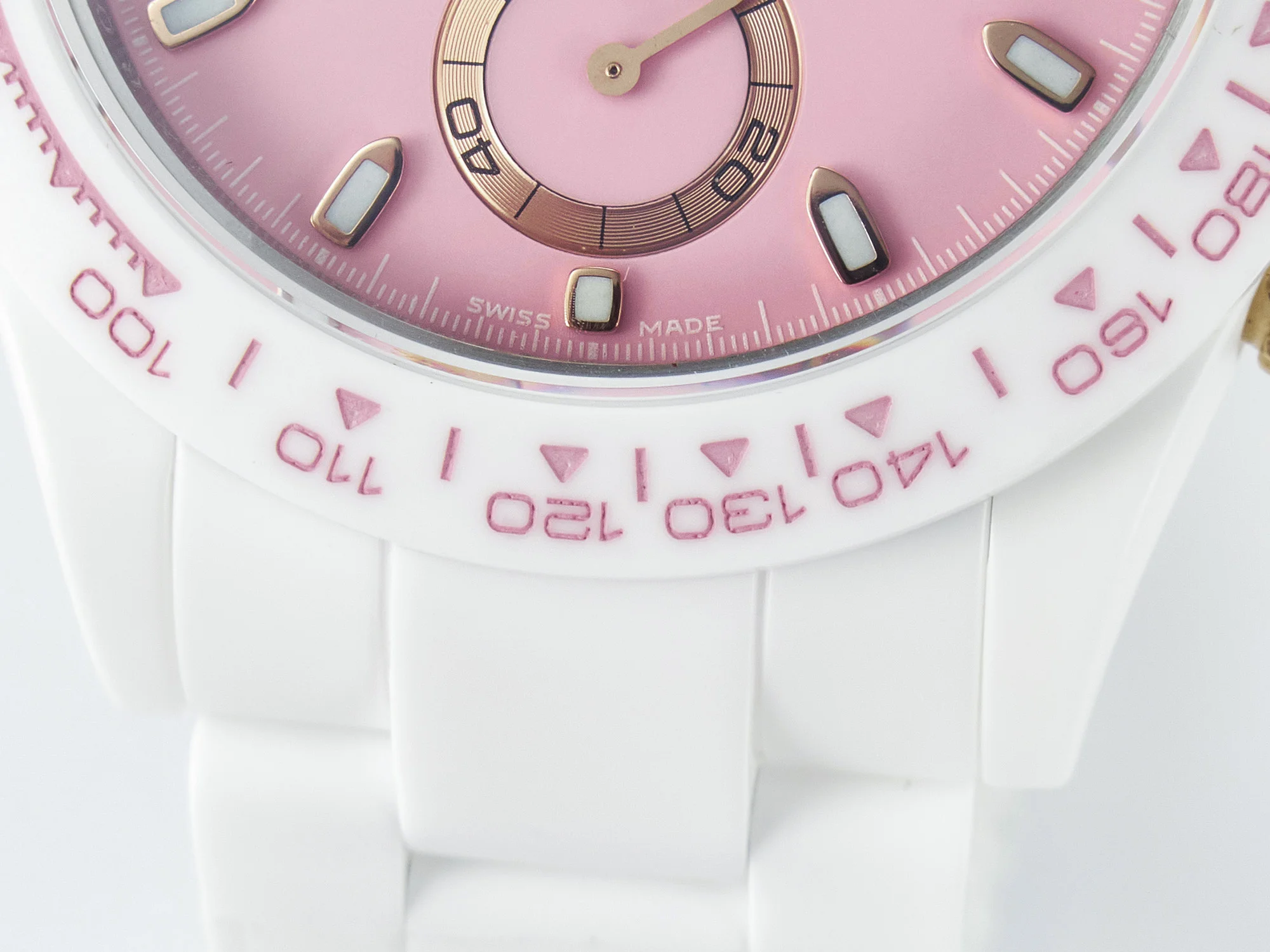 Daytona AET White Ceramic Case and Bracelet Pink Dial N6F Best Edition SA4130