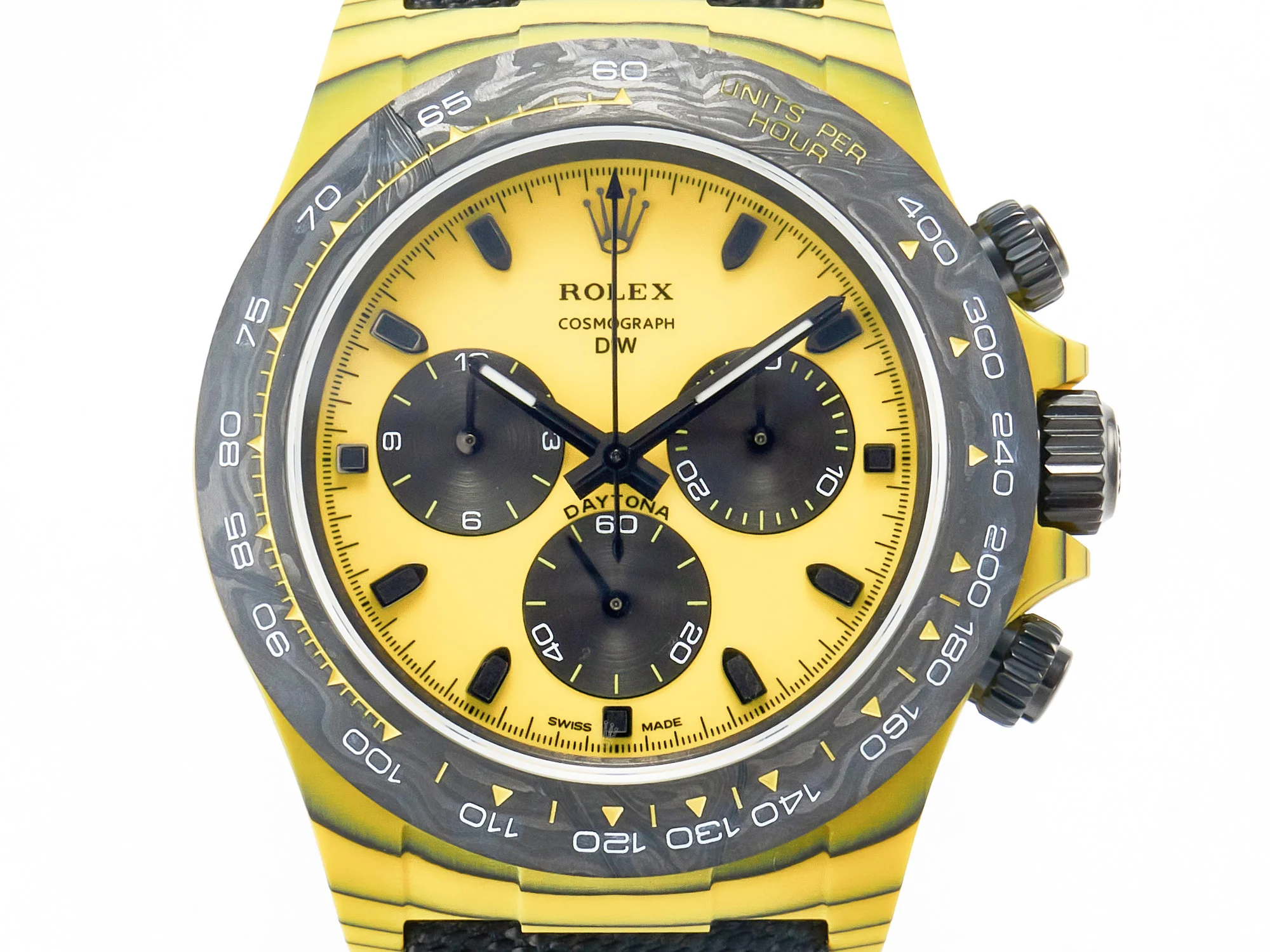Daytona DIW Yellow Carbon N6F 1:1 Best Edition Yellow/Black Dial on Black Nylon Strap SA4130 V2