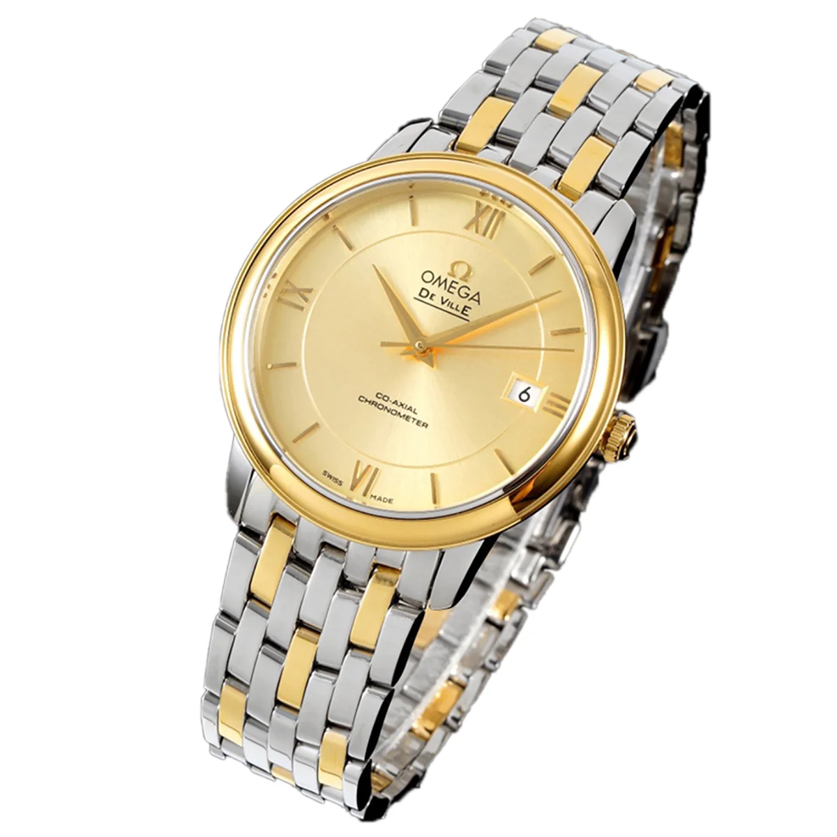 De Ville Co-Axial Chronometer 36.8mm Champagne Dial in Steel/Yellow Gold on Bracelet