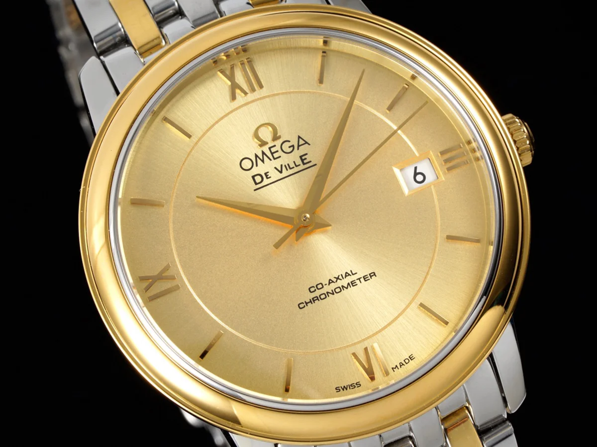 De Ville Co-Axial Chronometer 36.8mm Champagne Dial in Steel/Yellow Gold on Bracelet