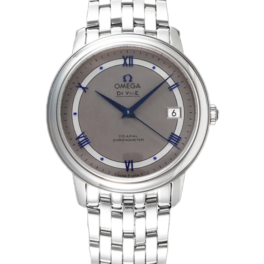 De Ville Co-Axial Chronometer 36.8mm Silver Dial with Blue Marker in Steel on Bracelet