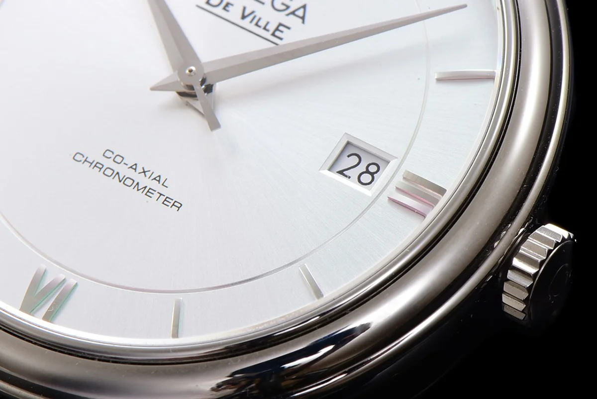 De Ville Co-Axial Chronometer 39.5mm Silver Dial in Steel on Leather Strap