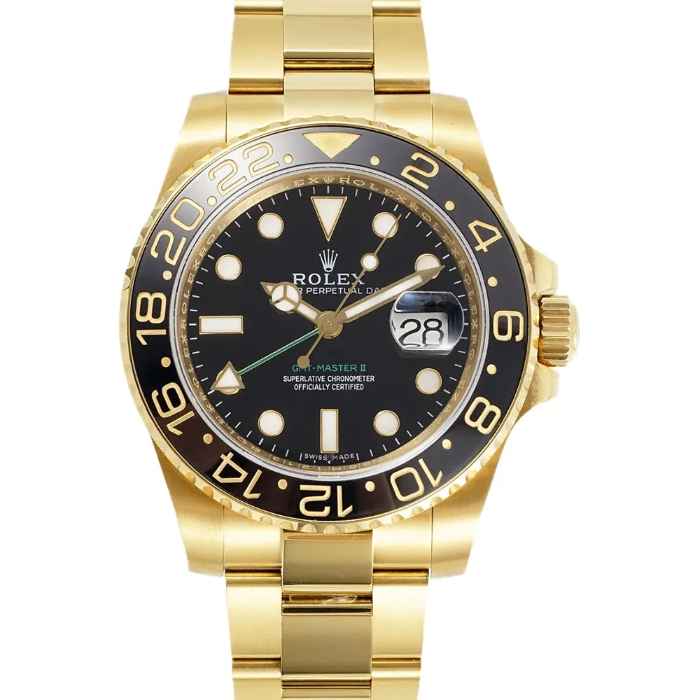 GMT Master II 116718LN Black Dial in Yellow Gold
