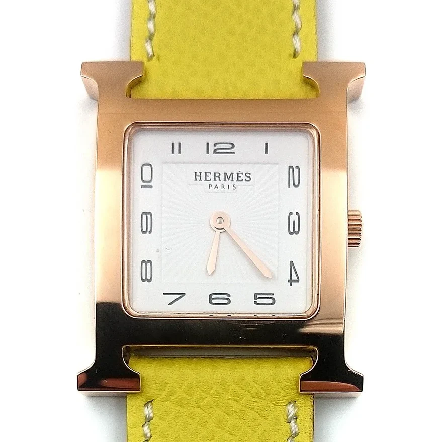 Heure H Rose Gold on Yellow Epsom Leather Strap