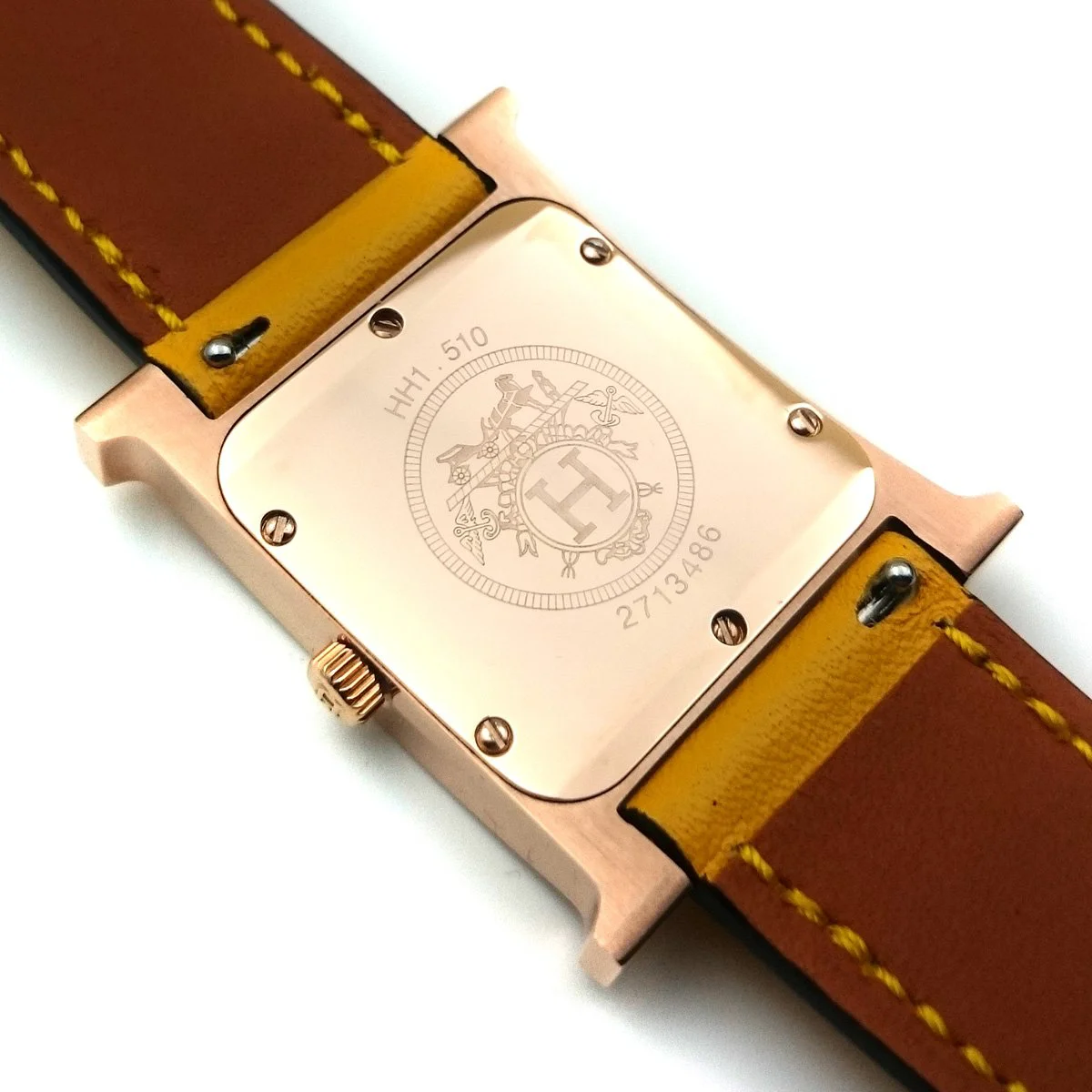 Heure H Rose Gold on Yellow Fjord Leather Strap