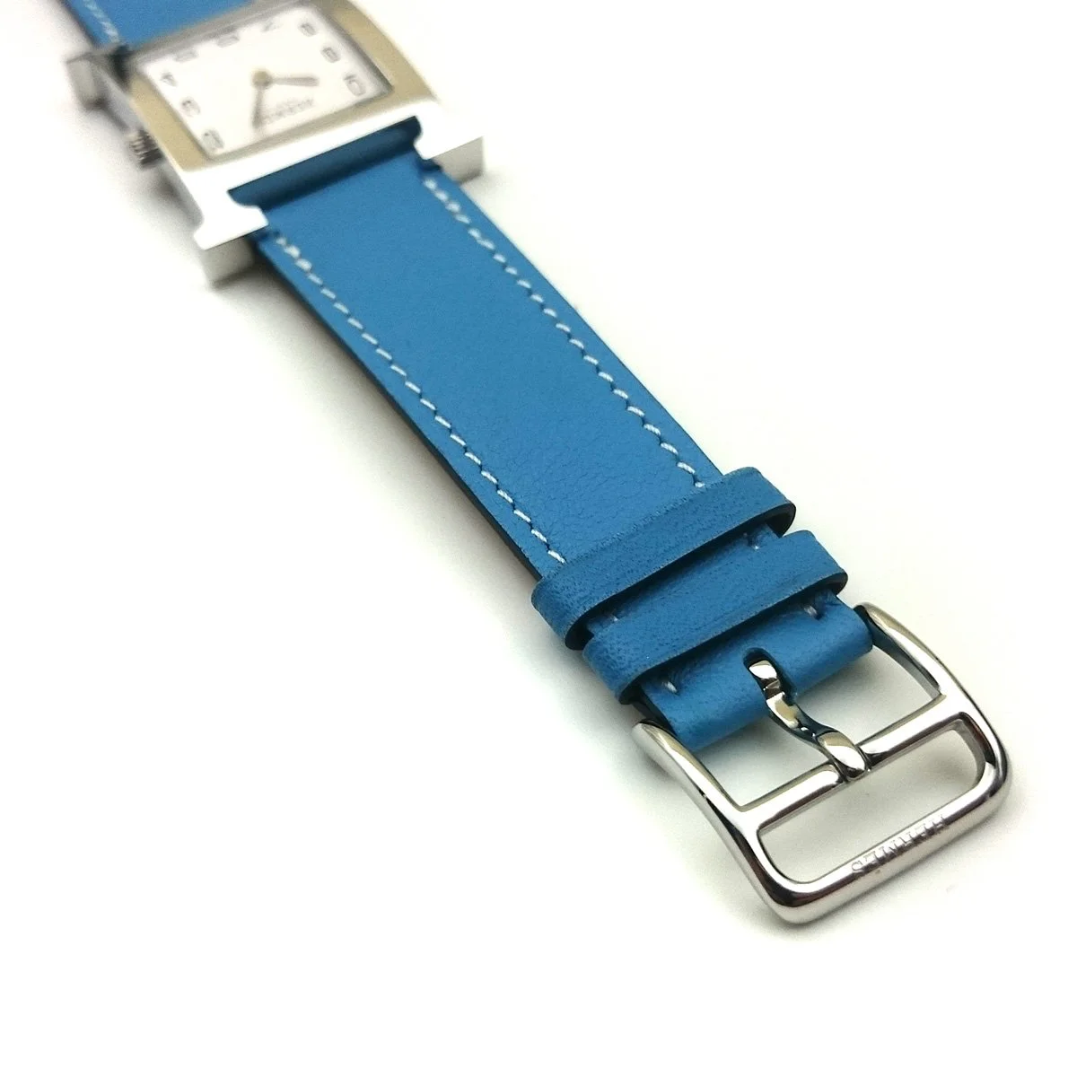 Heure H Steel on Light Blue Fjord Leather Strap