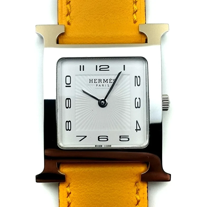 Heure H Steel on Yellow Fjord Leather Strap
