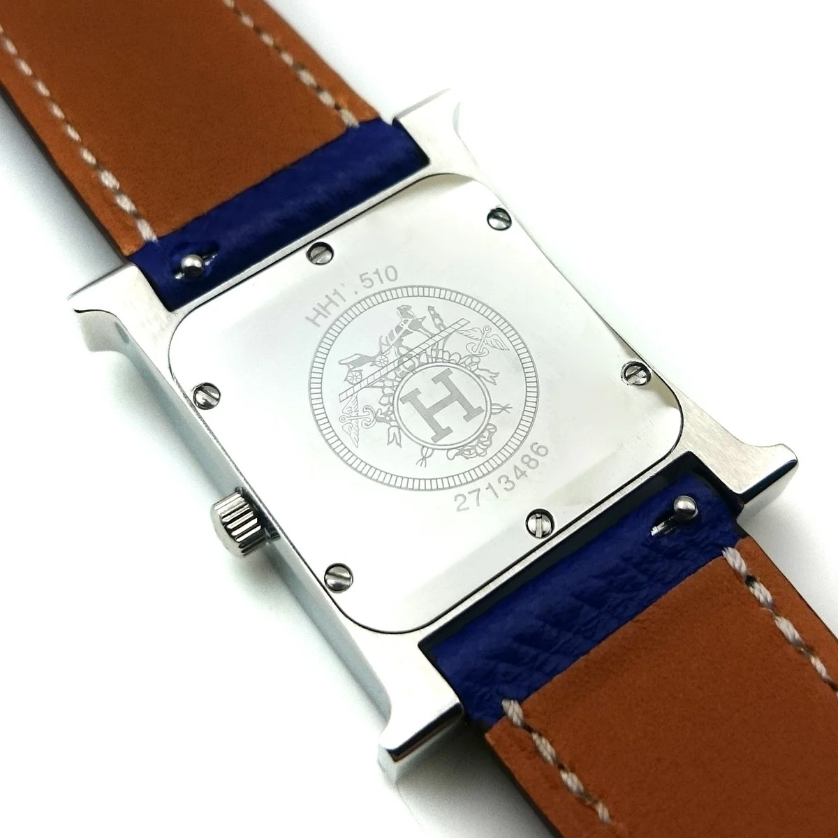 Heure H Steel with Diamond Bezel and Markers on Blue Fjord Leather Strap