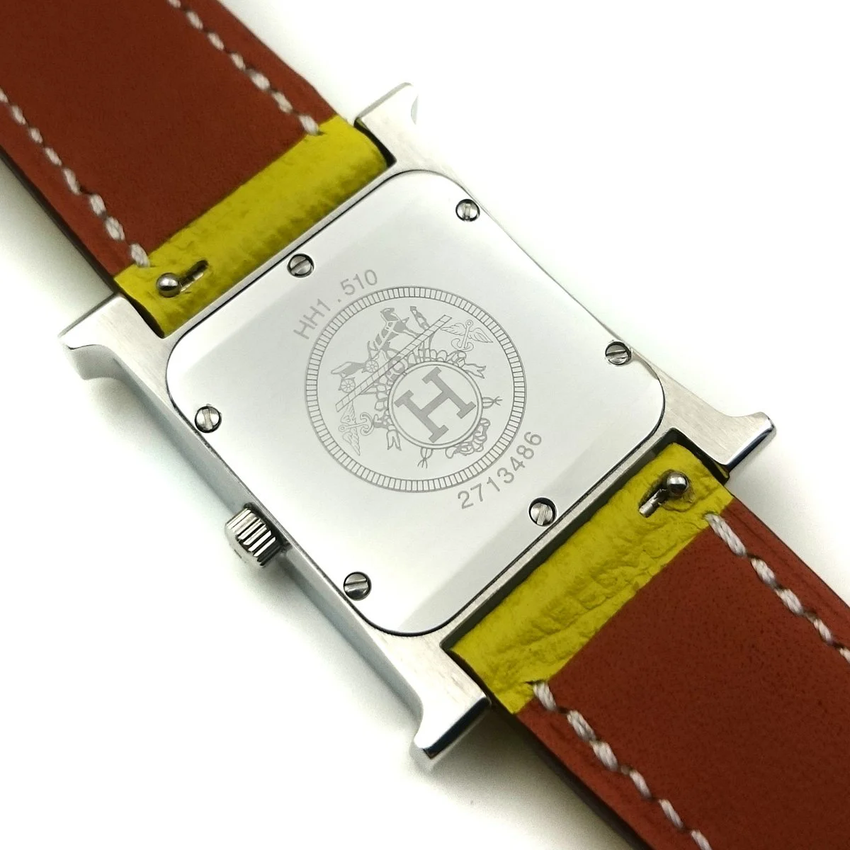Heure H Steel with Diamond Markers on Yellow Epsom Leather Strap