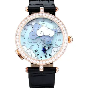 Lady Arpels Ronde des Papillons Watch in Rose Gold on Leather Strap
