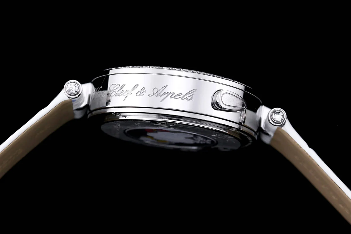 Lady Arpels Ronde des Papillons Watch in White Gold on Leather Strap