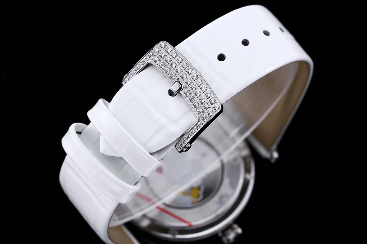 Lady Arpels Ronde des Papillons Watch in White Gold on Leather Strap