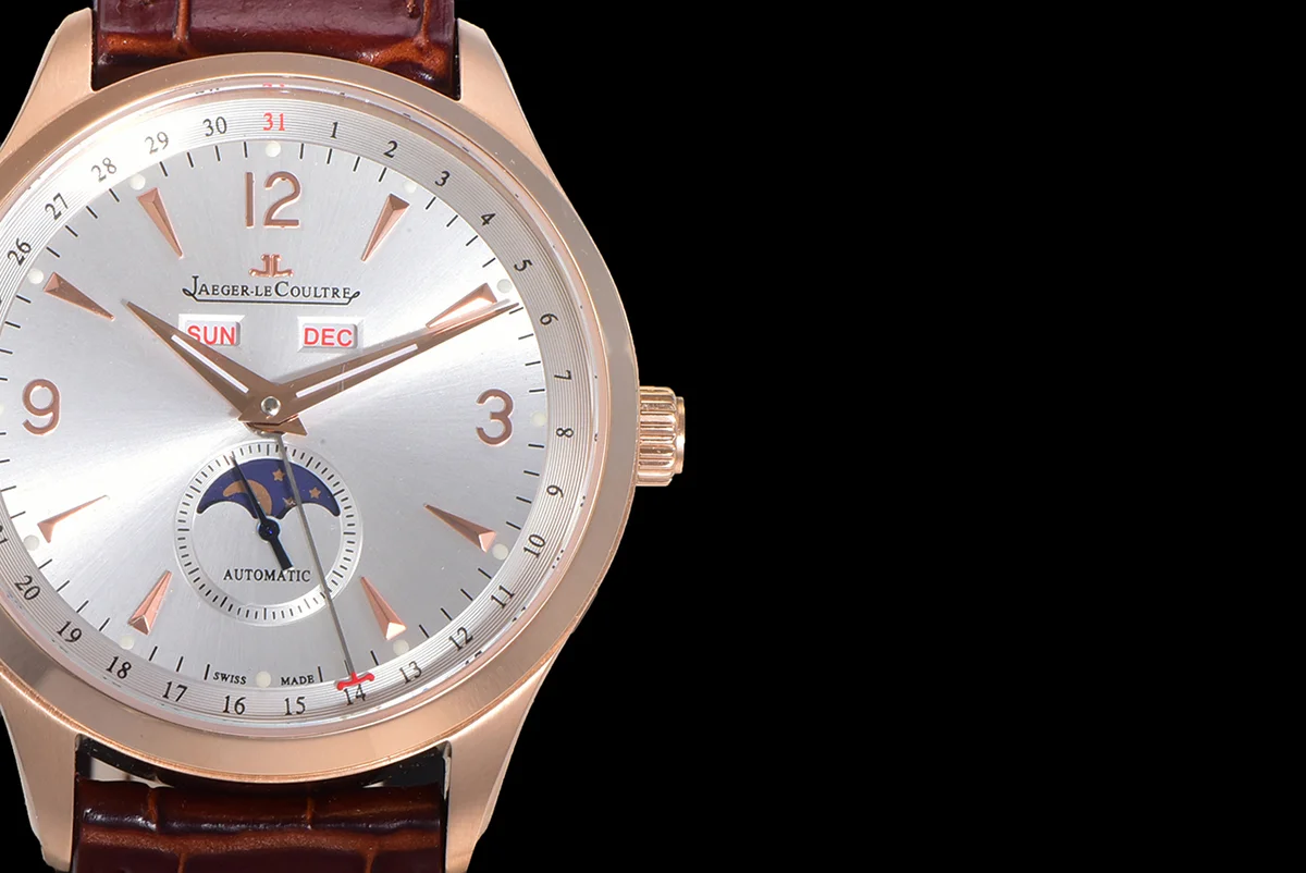 Master Calendar Silver Dial in Rose Gold on Brown Leather Strap