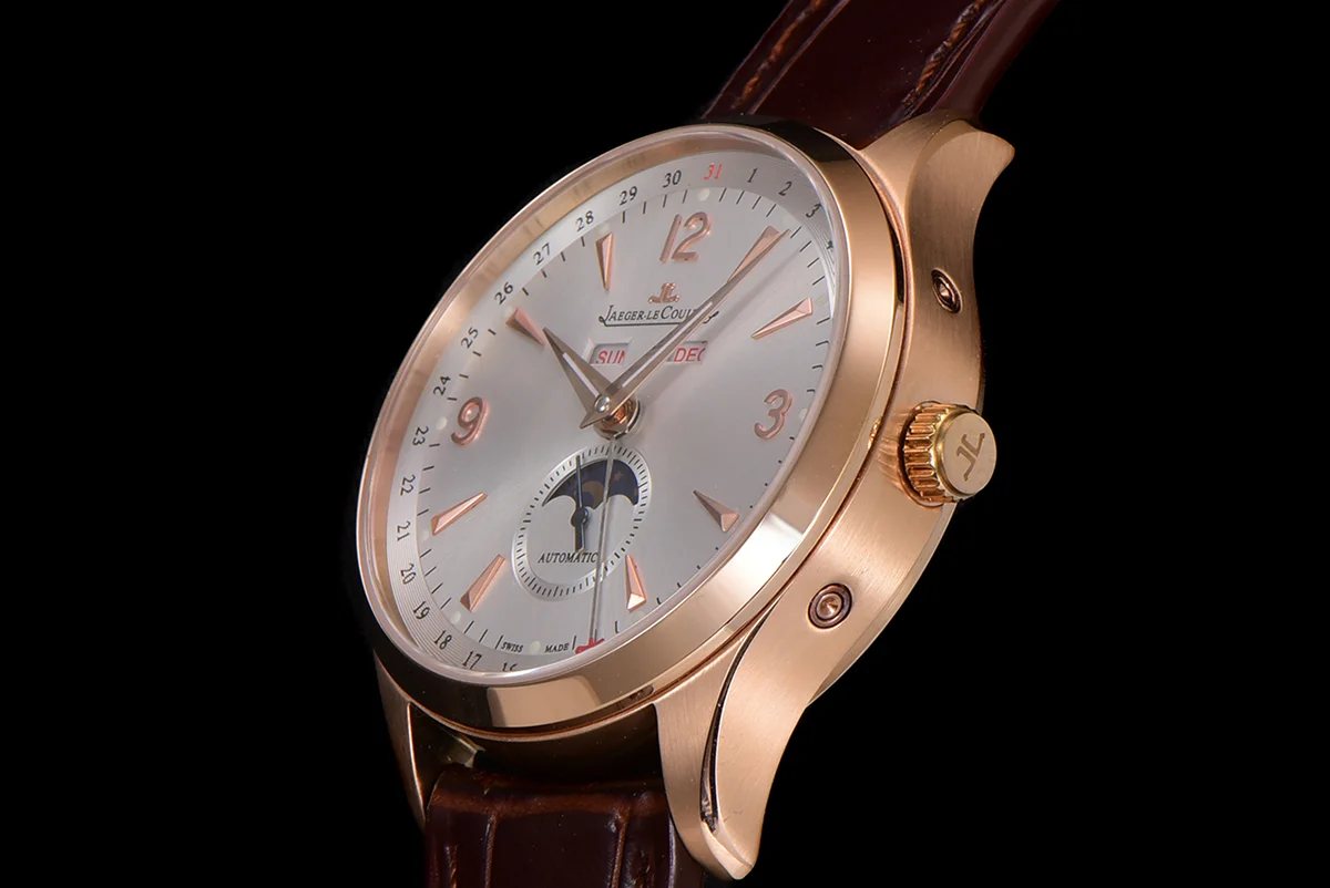 Master Calendar Silver Dial in Rose Gold on Brown Leather Strap