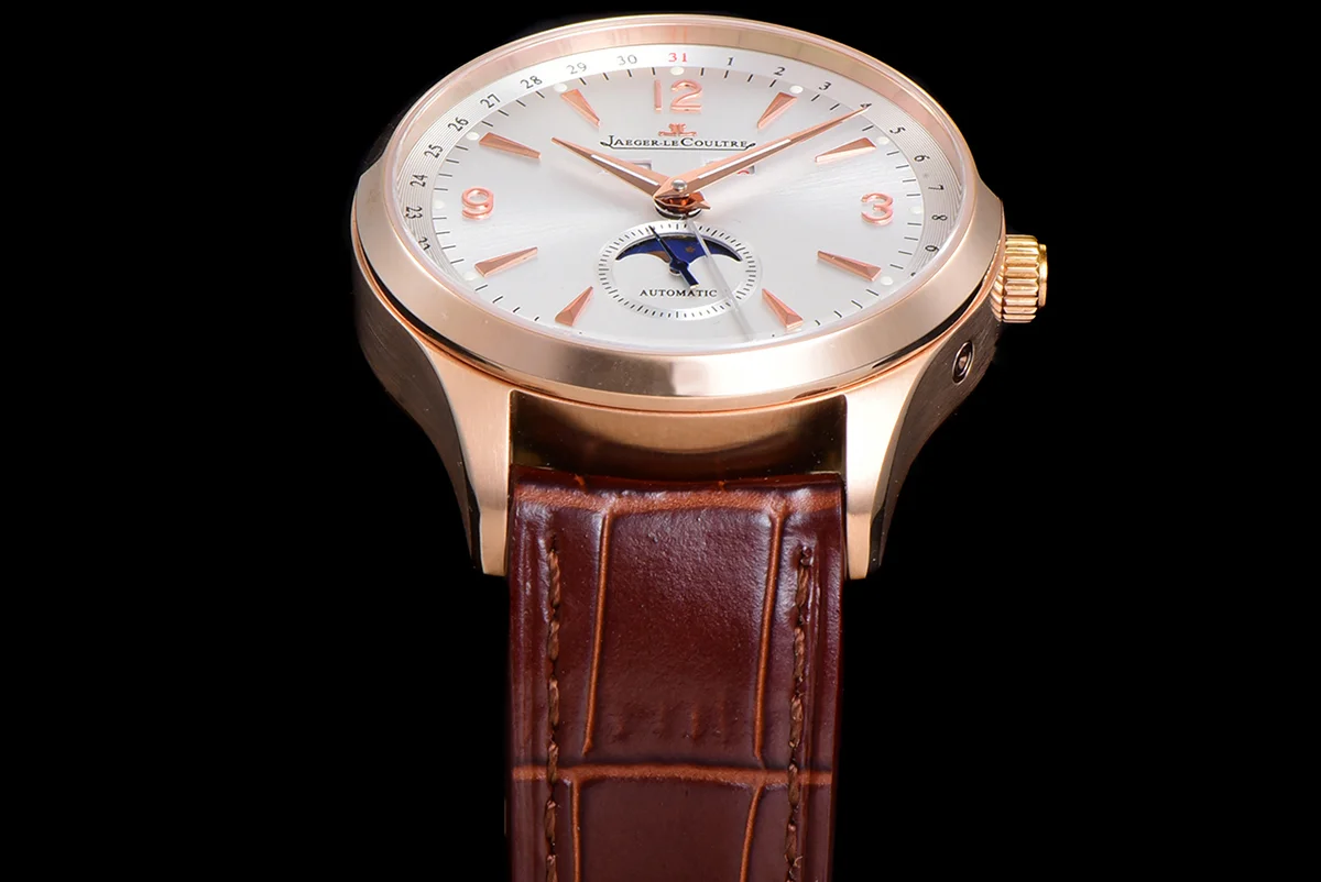 Master Calendar Silver Dial in Rose Gold on Brown Leather Strap