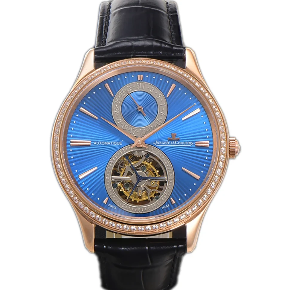 Master Ultra Thin Tourbillon Blue Dial with Diamond Bezel in Rose Gold