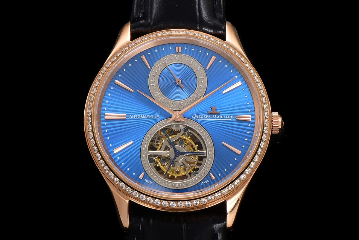 Master Ultra Thin Tourbillon Blue Dial with Diamond Bezel in Rose Gold