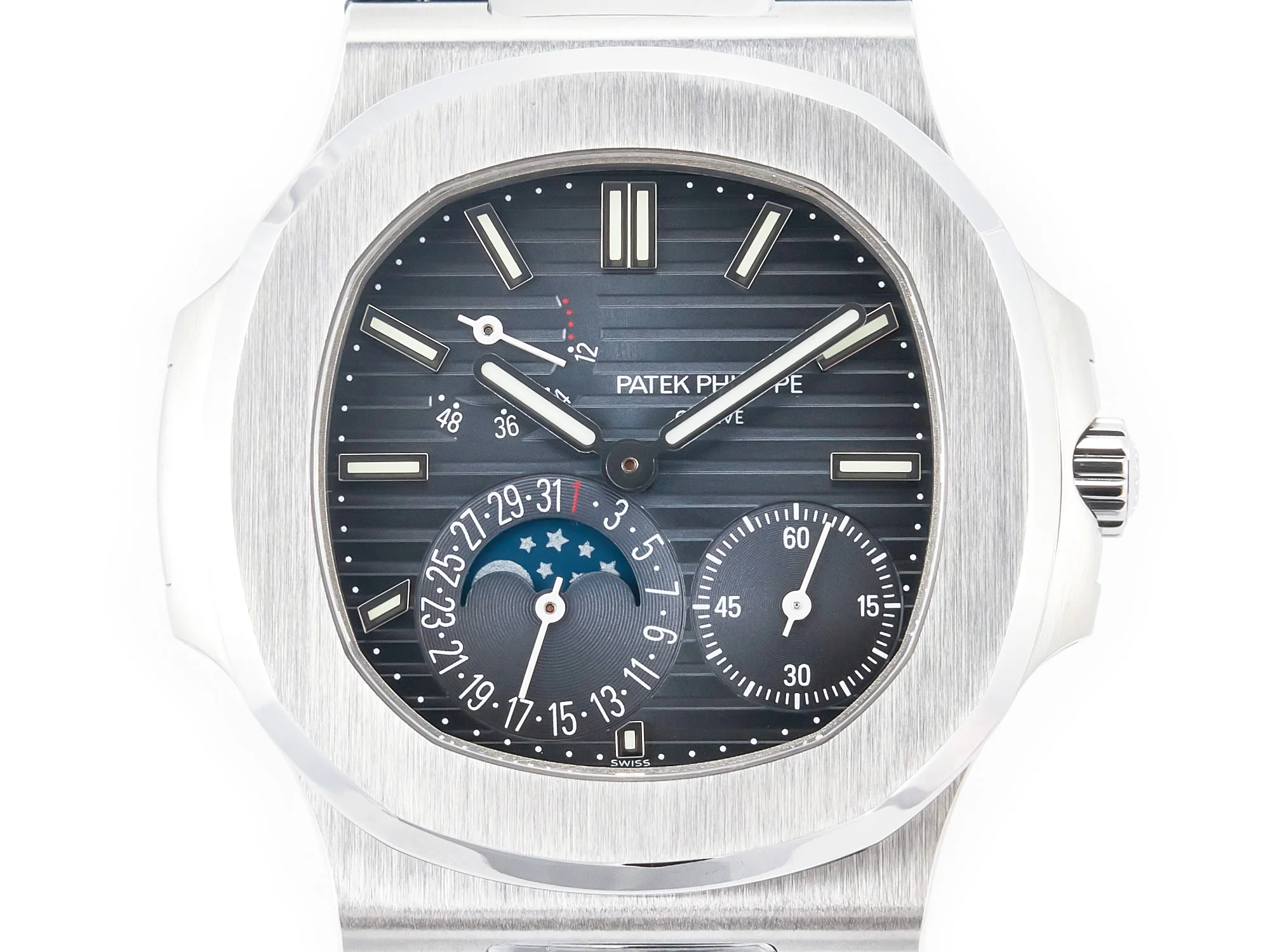 Nautilus 5712 SS PPF 1:1 Best Edition Blue Dial on Black Leather Strap A240 Super Clone V2