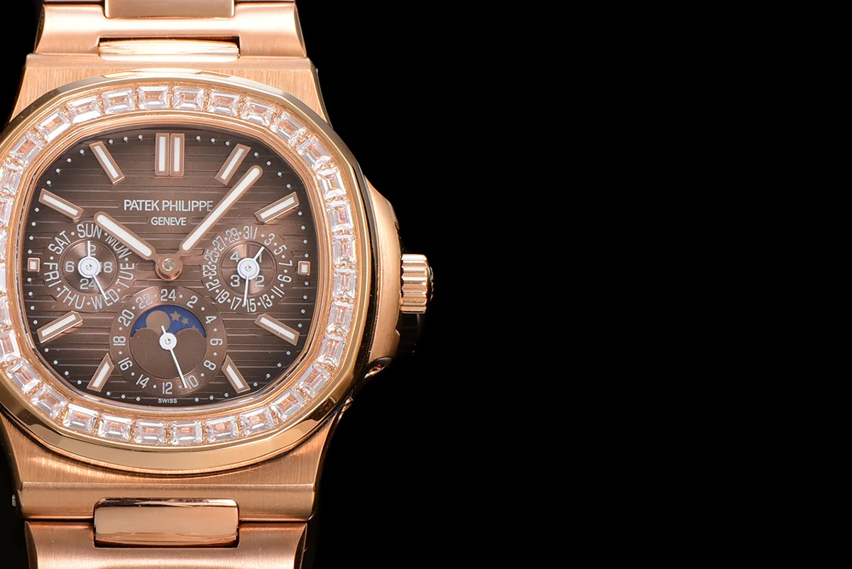 Nautilus 5740 Brown Dial with Diamond Bezel in Rose Gold