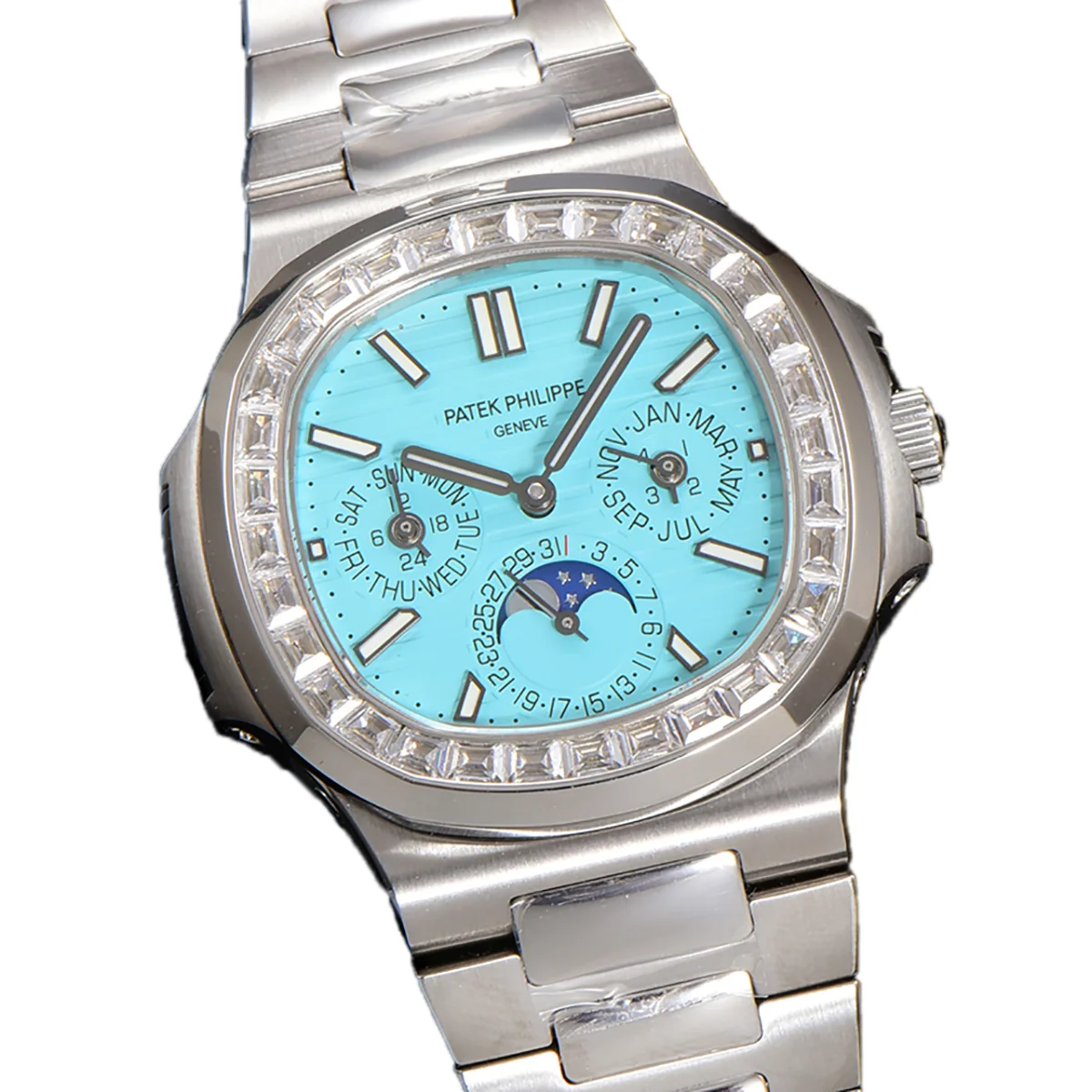 Nautilus 5740 Tiffany Blue Dial with Diamond Bezel in Steel