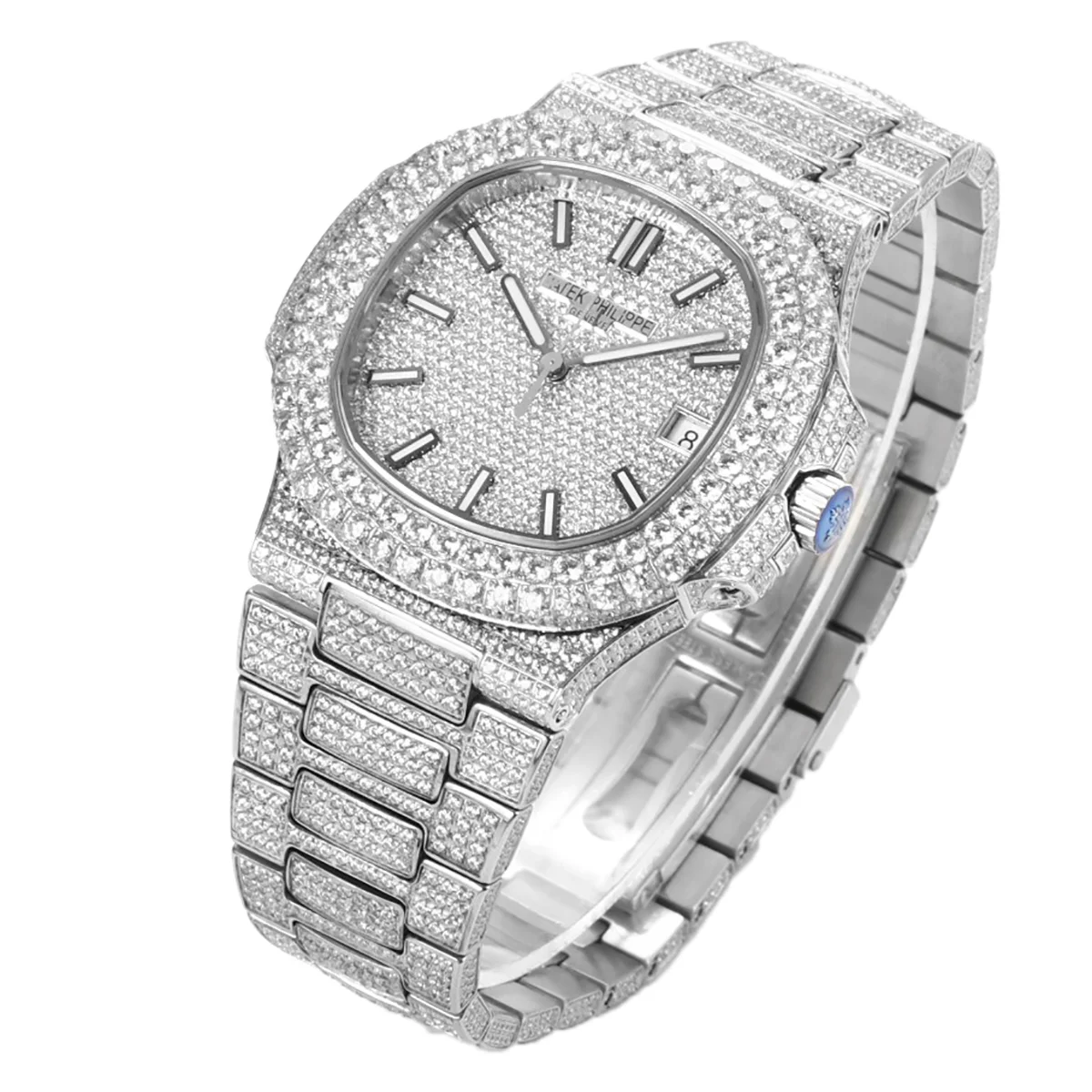 Nautilus Jumbo 5711 Diamond Dial with Diamond Bezel with Paved Diamonds in White Gold