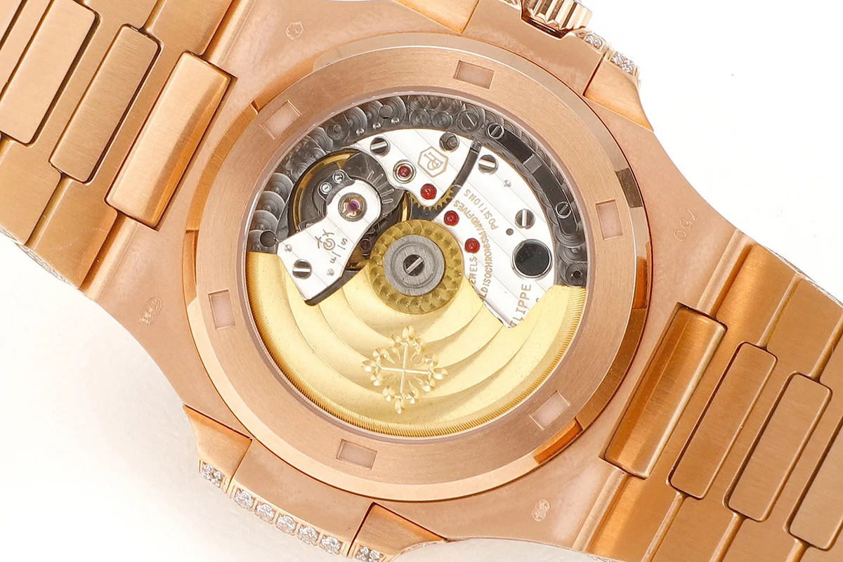 Nautilus Jumbo 5711 Diamond Dial with Diamond Bezel with Paved Diamonds in Rose Gold