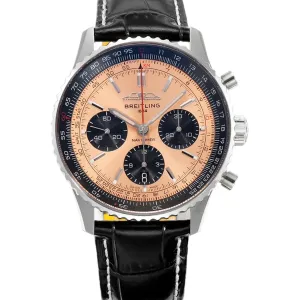 Navitimer B01 Chronograph 43 Copper Dial in Steel on Leather Strap Ref. AB0138241K1P1