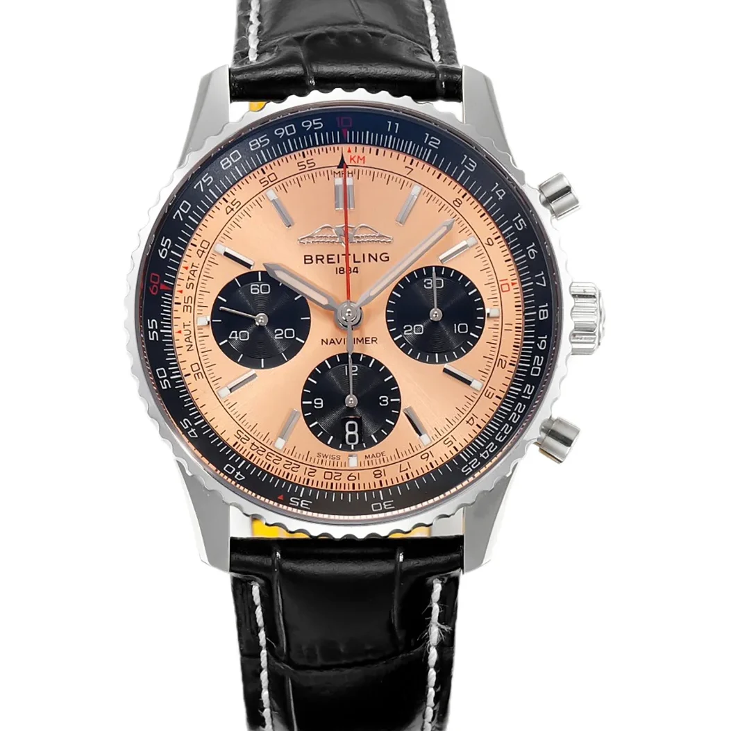 Navitimer B01 Chronograph 43 Copper Dial in Steel on Leather Strap Ref. AB0138241K1P1