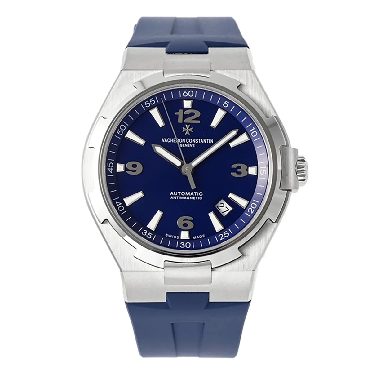 Overseas Automatic 47040 Blue Dial in Steel on Rubber Strap