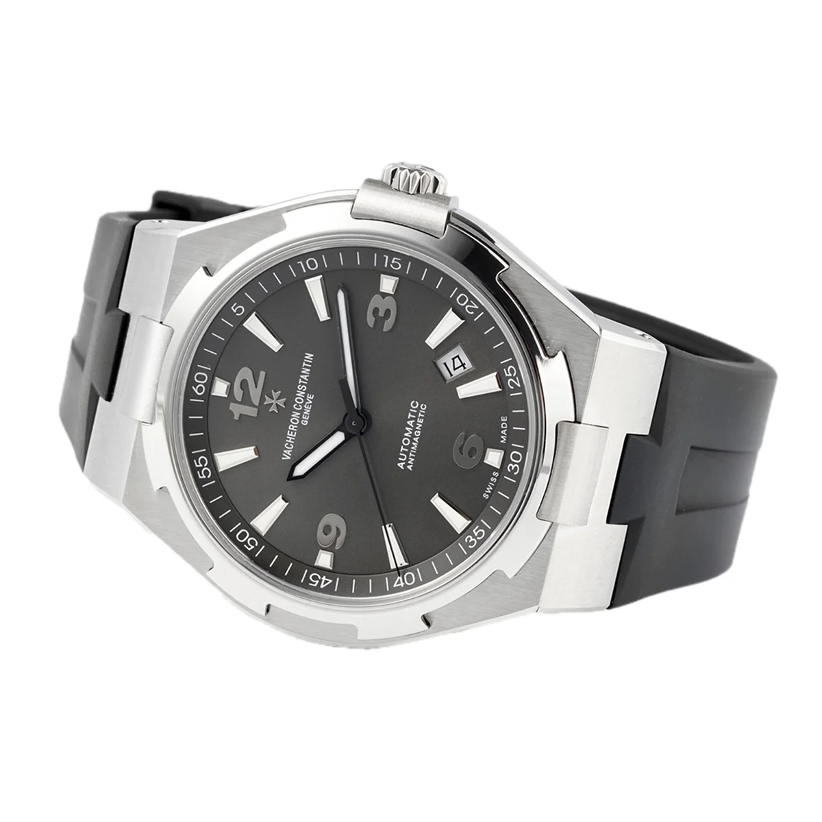 Overseas Automatic 47040 Grey Dial in Steel on Rubber Strap