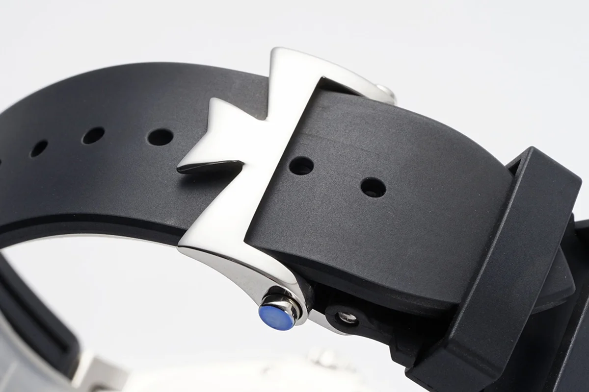 Overseas Automatic 47040 Grey Dial in Steel on Rubber Strap