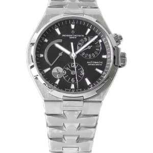 Overseas Dual Time Black Dial in Steel