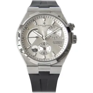 Overseas Dual Time White Dial in Steel on Rubber Strap