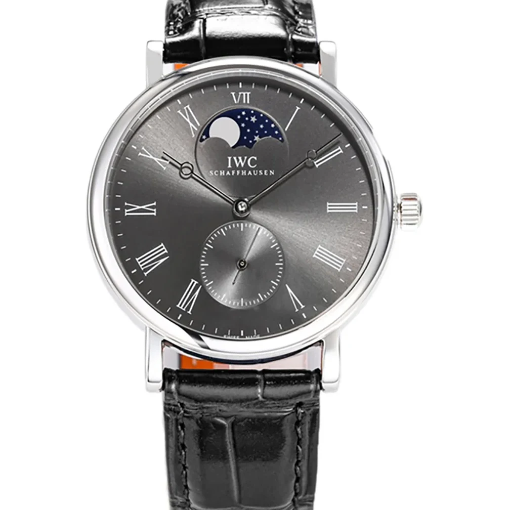 Portofino Hand Wound Moon Phrase IW5548 Grey Dial in Steel