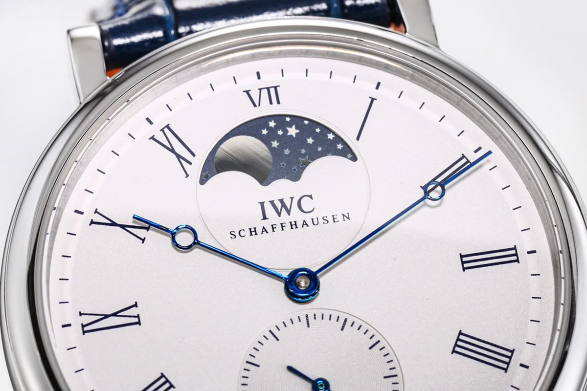 Portofino Hand Wound Moon Phrase IW5548 White Dial in Steel