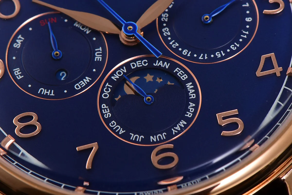 Portofino Perpetual Calendar IW3446 Blue Dial in Rose Gold