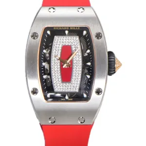 RM 007 Automatic Ladies in Steel on Red Rubber Strap