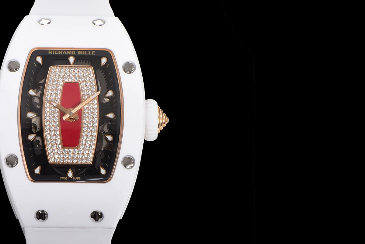 RM 007 Automatic Ladies White Ceramic Red Lips
