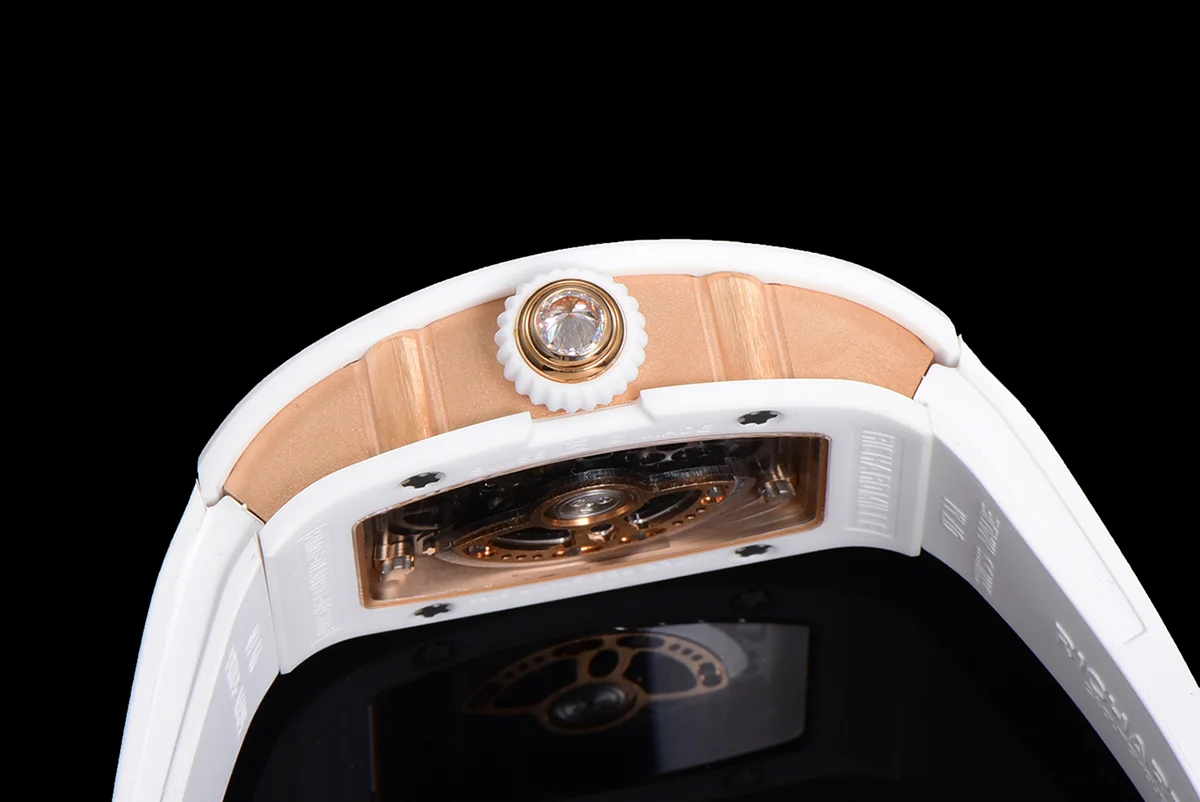 RM 007 Automatic Ladies White Ceramic Red Lips