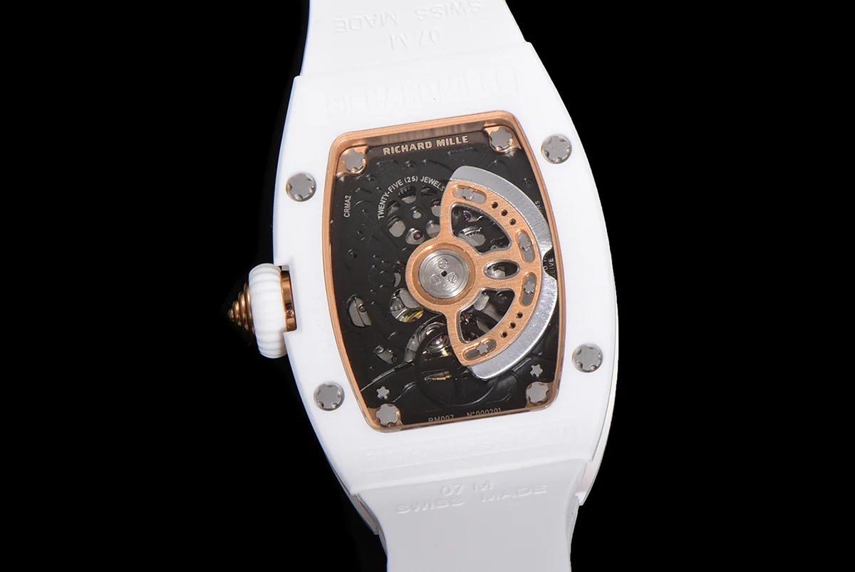 RM 007 Automatic Ladies White Ceramic Red Lips Diamond