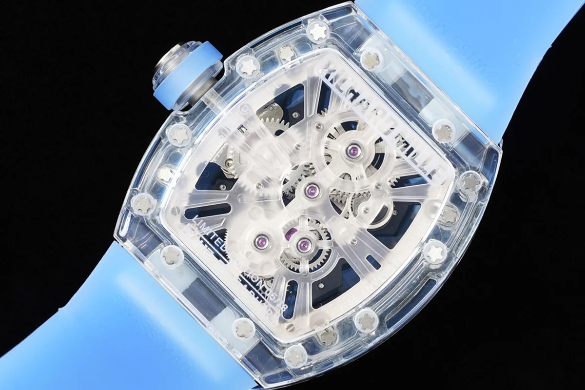RM 012-01 Tourbillon Sapphire on Blue Rubber Strap