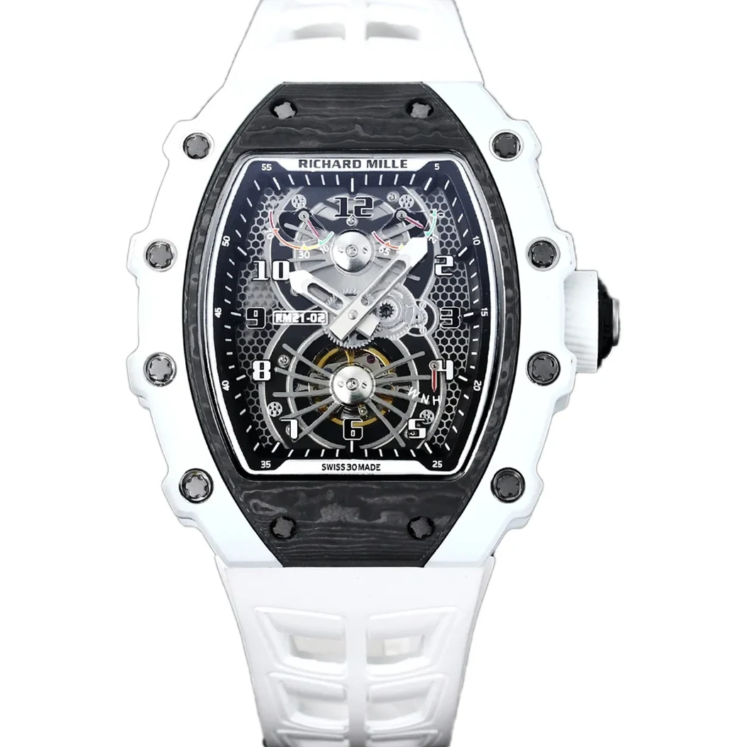 RM 021-02 Tourbillon Aerodyne on White Quartz on White Rubber Strap