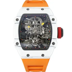 RM 027-02 Tourbillon Rafael Nadal White NTPT on Orange Rubber Strap