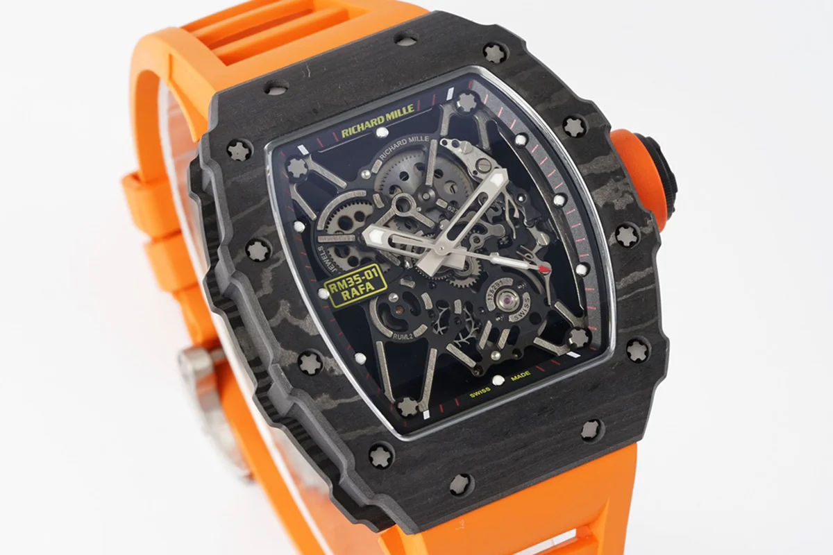 RM 035-01 Rafael Nadal NTPT Carbon on Orange Rubber Strap (Sonic)