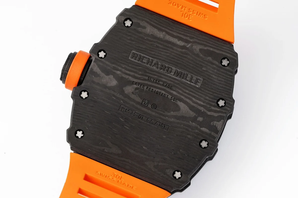 RM 035-01 Rafael Nadal NTPT Carbon on Orange Rubber Strap (Sonic)
