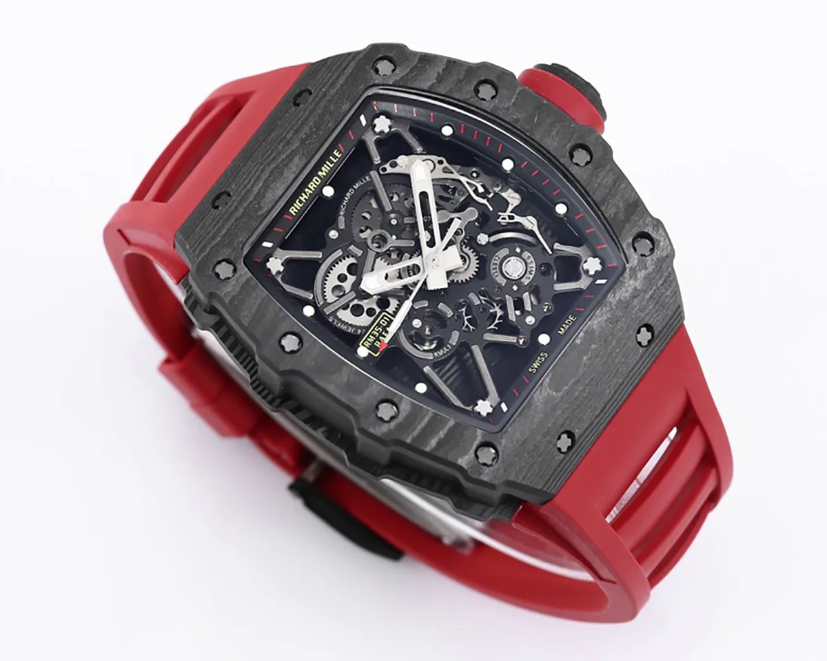 RM 035-01 Rafael Nadal NTPT Carbon on Red Rubber Strap