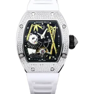 RM026-01 Tourbillon Panda in White Gold with Diamond Bezel