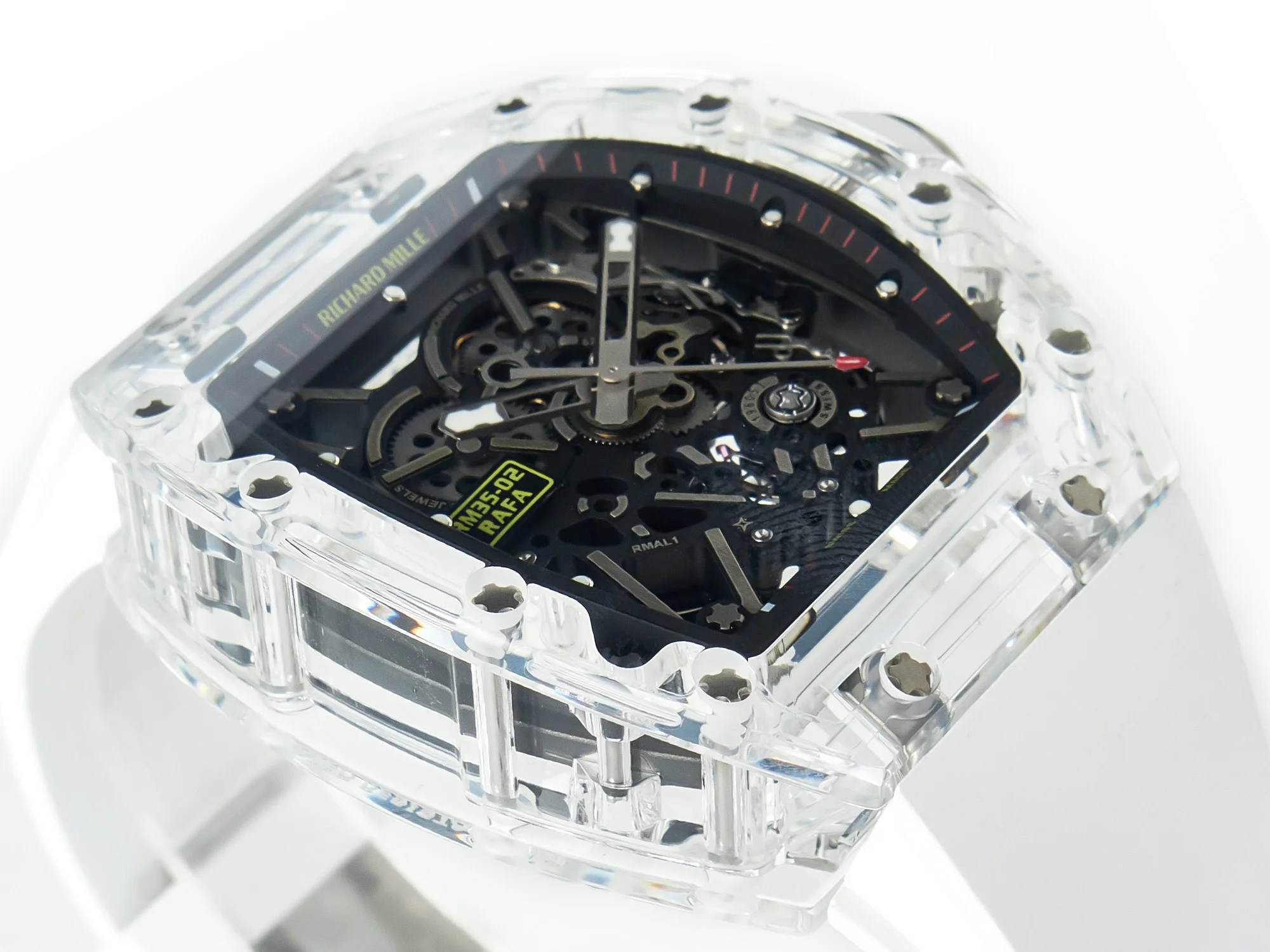 RM035 TRANSPARENT SONIC Best Edition Skeleton Dial on White Rubber Strap Clone RMUL2 V2