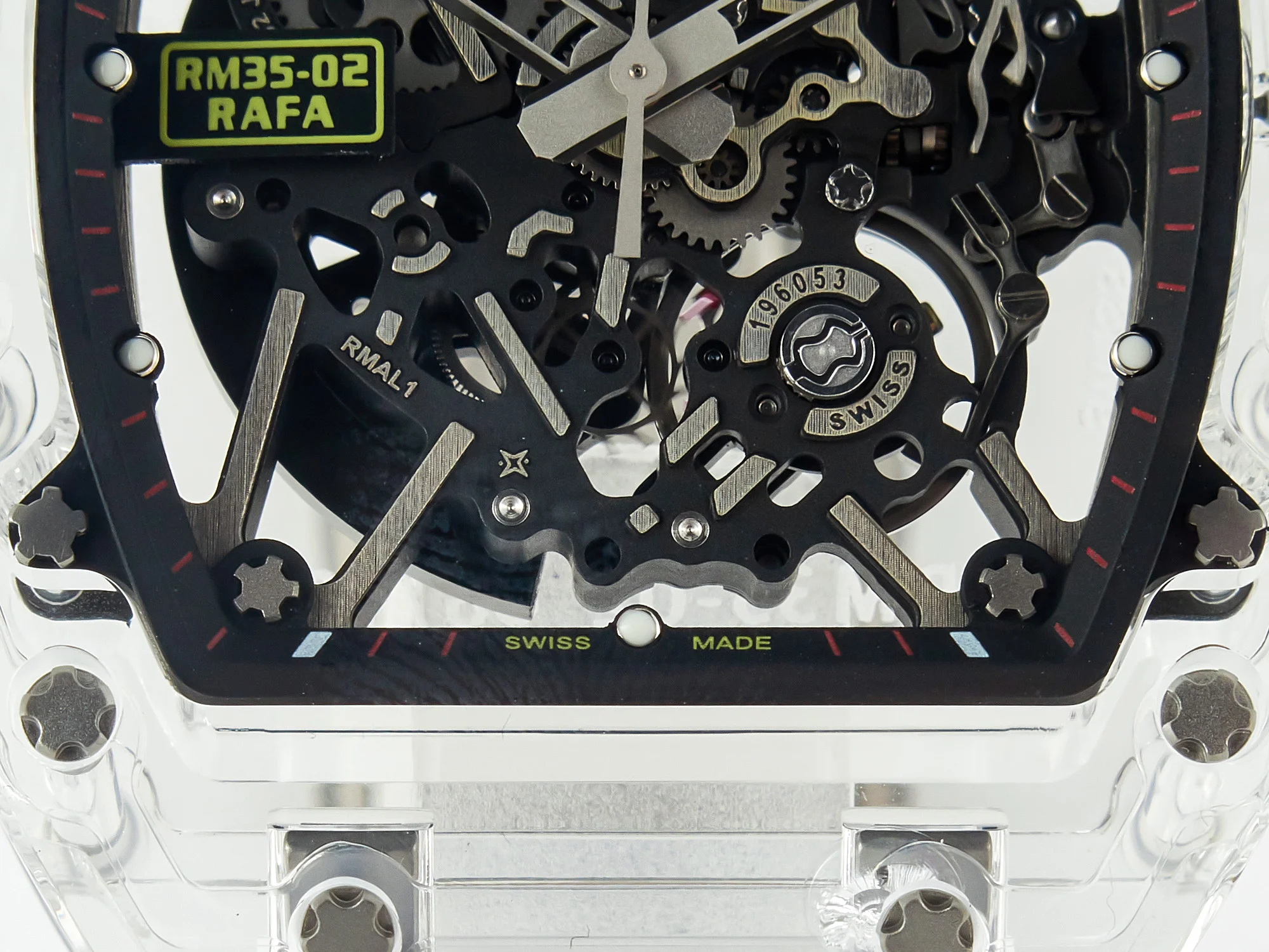 RM035 TRANSPARENT SONIC Best Edition Skeleton Dial on White Rubber Strap Clone RMUL2 V2